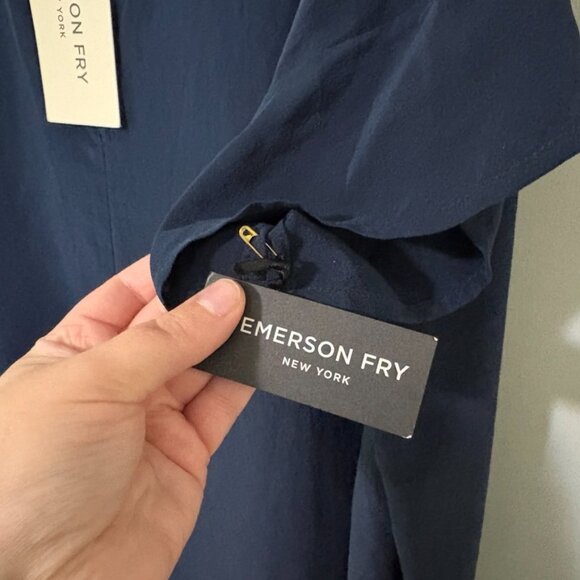 NEW Emerson Fry Solar Tunic Deep Sea Medium Navy 100% Silk Lagenlook Minimalist - Picture 15 of 16